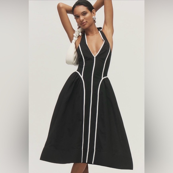 Anthropologie Dresses & Skirts - ✨ Anthropologie Halter V-Neck Fit & Flare Midi Dress Sz XS